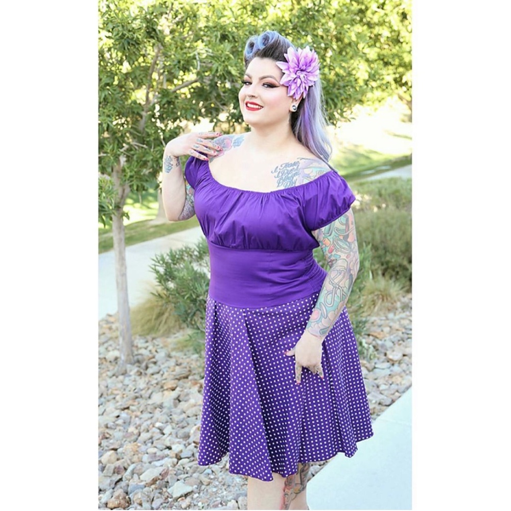 BRAND NEW purple polka dot swing pinup retro skirt